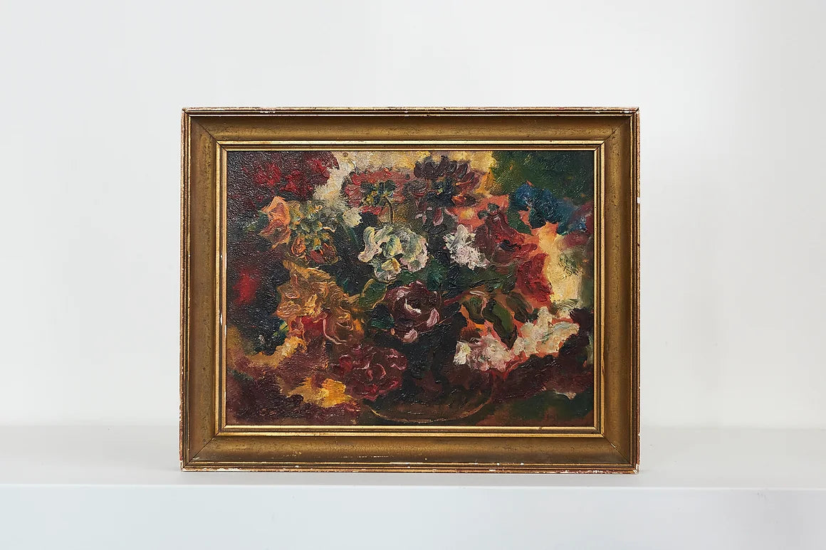 FLOWER OIL ON CANVAS SIGNED PAINTING