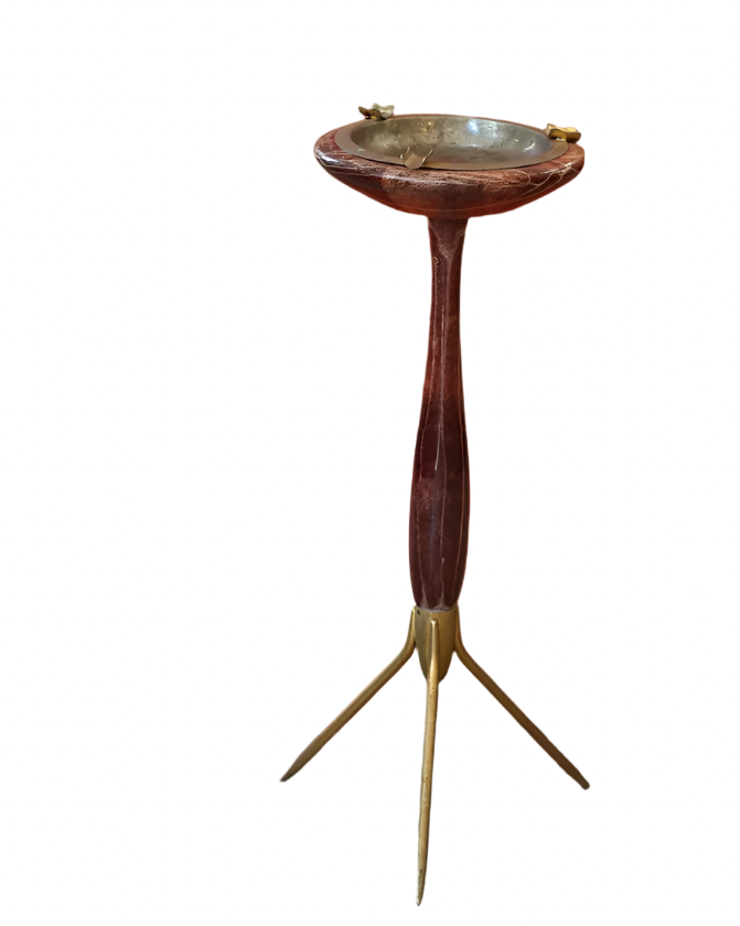 TEXTURED STANDING ASH TRAY w. BRASS BASE