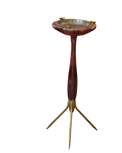 TEXTURED STANDING ASH TRAY w. BRASS BASE