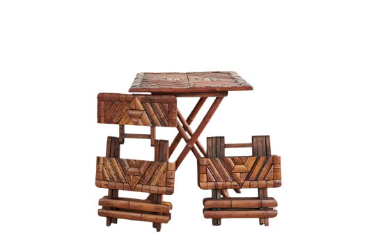 CHEVRON-DECORATED BAMBOO FOLDING SET