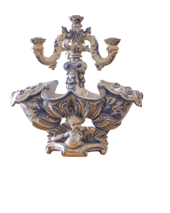 CERAMIC SAVONA FAIENCE EARTHENWARE CANDELABRA