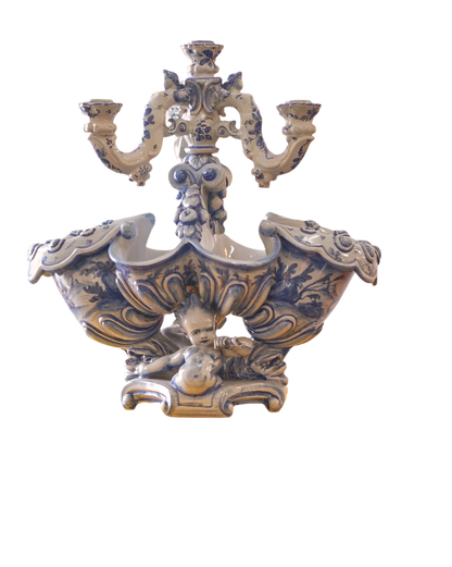 CERAMIC SAVONA FAIENCE EARTHENWARE CANDELABRA