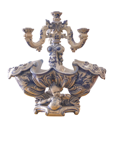 CERAMIC SAVONA FAIENCE EARTHENWARE CANDELABRA