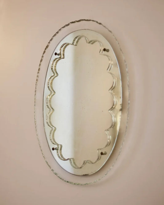 HANDCARVED SCALLOPED MIRROR