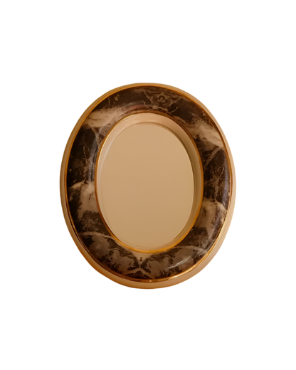 MARBLED FRAME VANITY MIRROR w. BRASS RIM