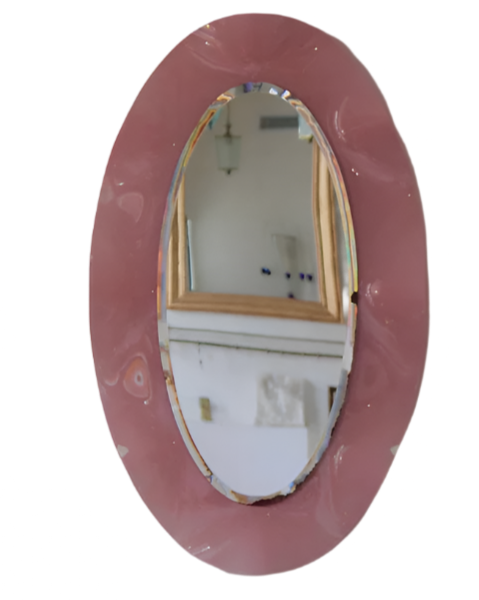 PINK WAVY GLASS FRAMED MIRROR