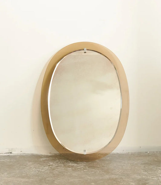 SMOKED CARAMEL GLASS FRAMED MIRROR