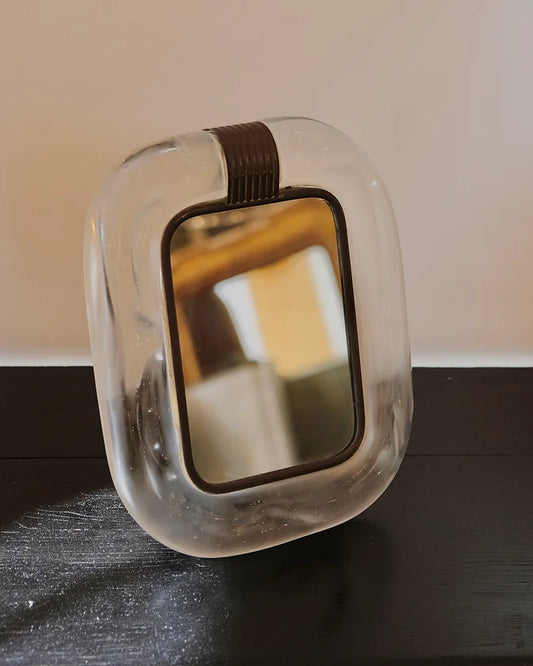 MURANO GLASS VANITY MIRROR w. BRASS HARDWARE