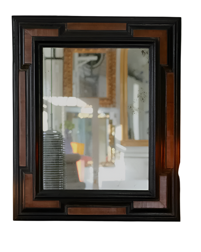 DUTCH BAROQUE PERIOD MIRROR w. EBONIZED FRAME