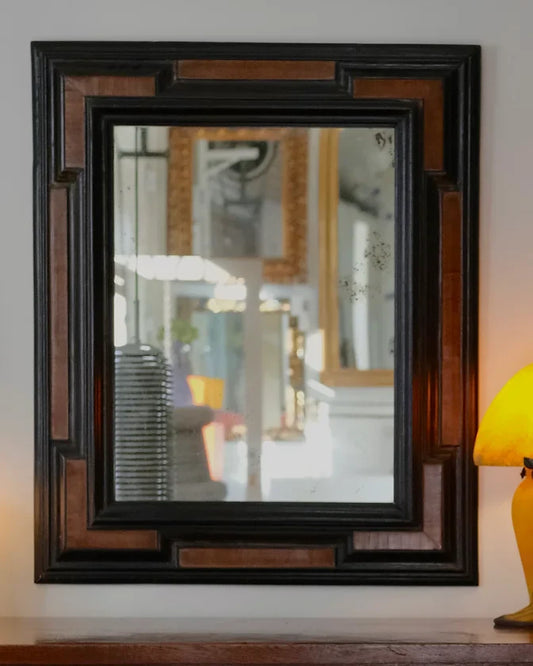 DUTCH BAROQUE PERIOD MIRROR w. EBONIZED FRAME