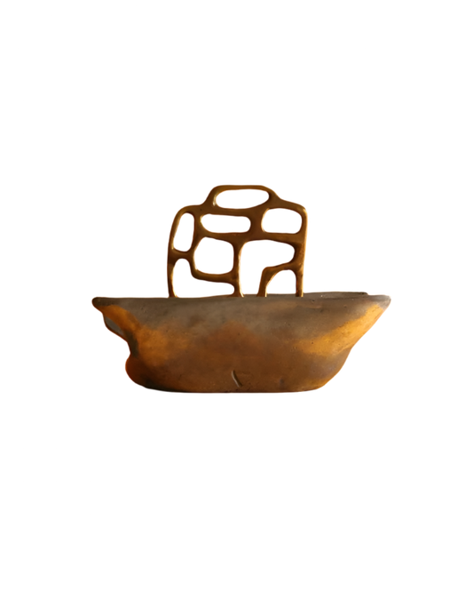 CAST ALUMINIUM & BRASS SCULPTURAL MAGAZINE RACK