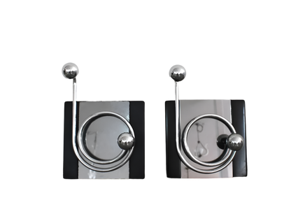 SET OF WOOD MOUNT CHROME MEMPHIS COAT HOOKS