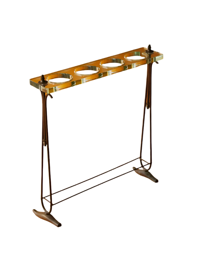 CRISTAL UMBRELLA STAND w. BRASS BASE