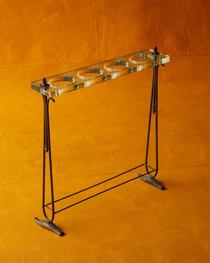 CRISTAL UMBRELLA STAND w. BRASS BASE