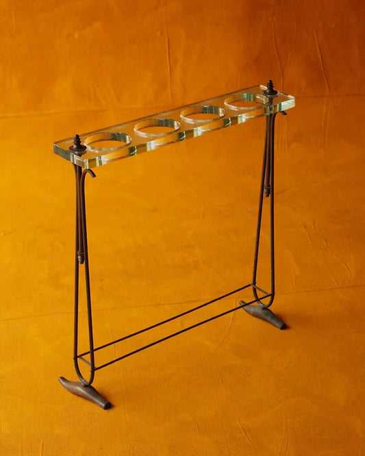 CRISTAL UMBRELLA STAND w. BRASS BASE