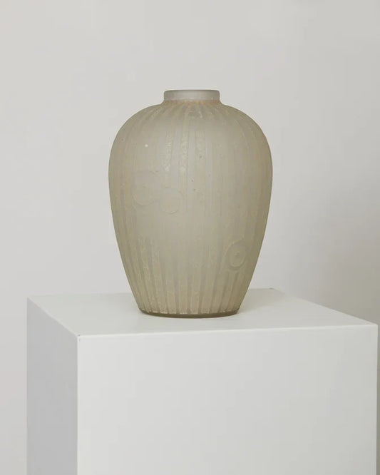 ART DECO DEEP ETCHED GLASS VASE