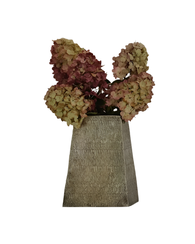 WIDE BRUTALIST SILVER-PLATED VASE