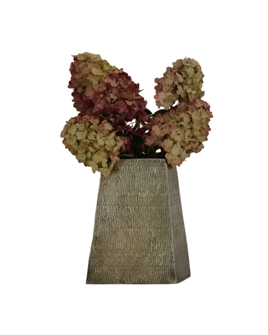 WIDE BRUTALIST SILVER-PLATED VASE