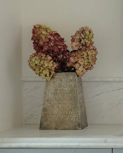 WIDE BRUTALIST SILVER-PLATED VASE