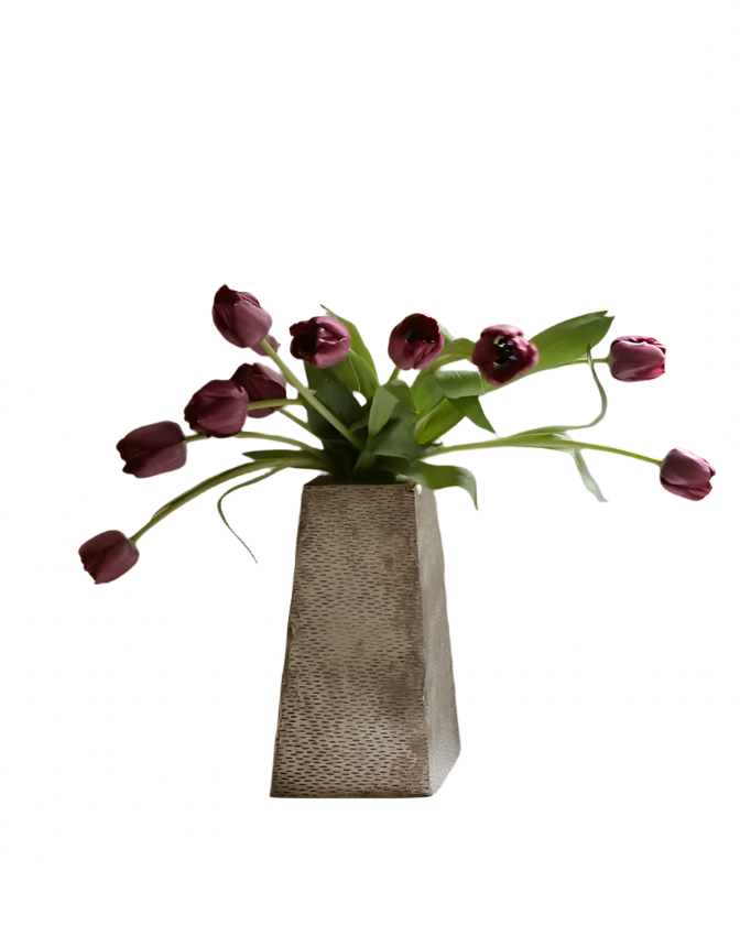 TAPERED BRUTALIST SILVER-PLATED VASE