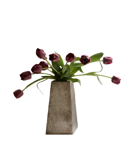 TAPERED BRUTALIST SILVER-PLATED VASE