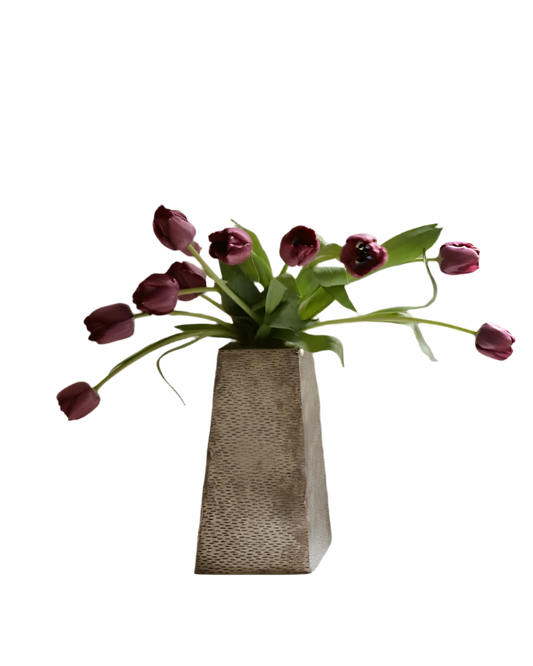TAPERED BRUTALIST SILVER-PLATED VASE