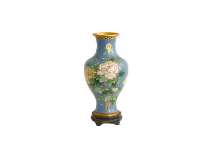 Chinese Cooisone Floral Decorative Vases on Original Stand, 1920's