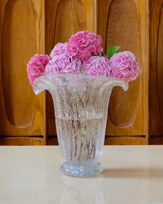 MURANO GLASS VASE w. MILLEFIORI BASE