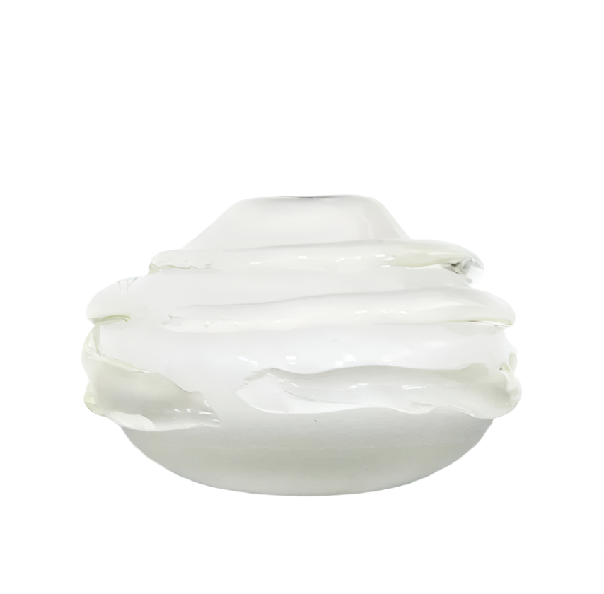FROSTED WHITE SEGUSO MURANO GLASS VASE