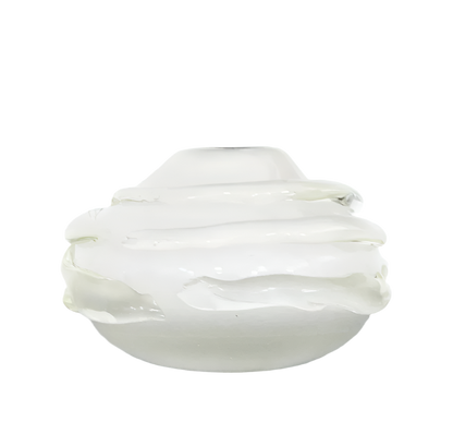FROSTED WHITE SEGUSO MURANO GLASS VASE