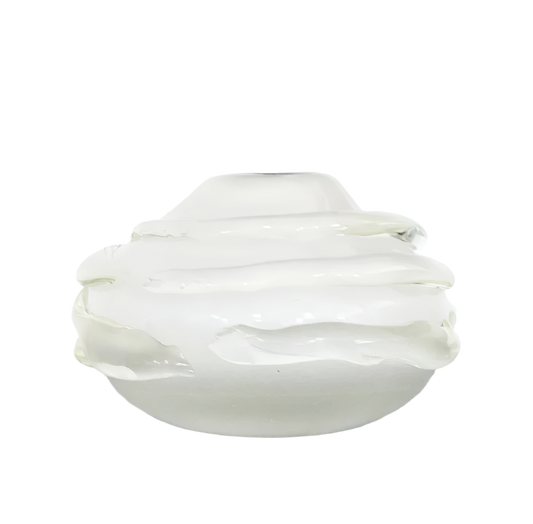 FROSTED WHITE SEGUSO MURANO GLASS VASE