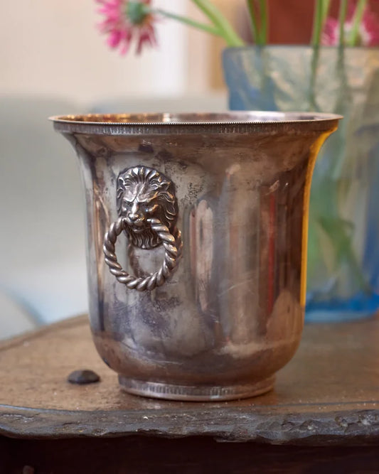 SILVER LION'S HEAD ICE BUCKET