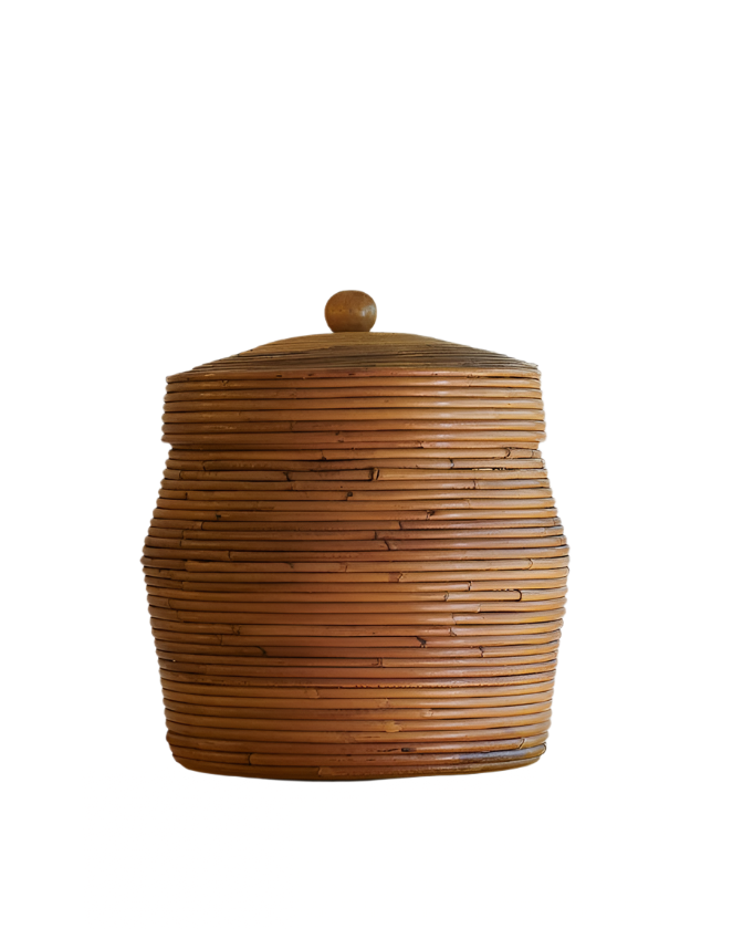 HAND COILED ROTIN BASKET