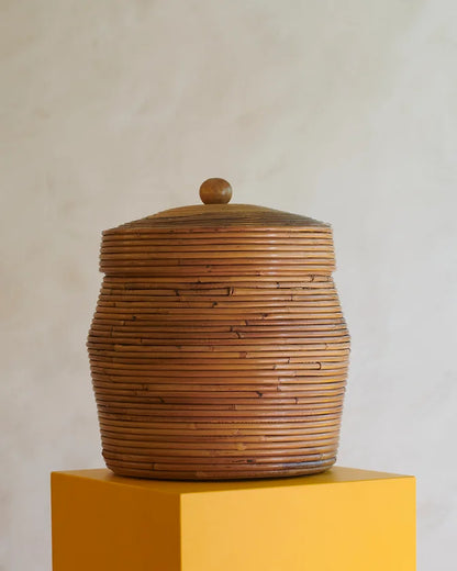 HAND COILED ROTIN BASKET