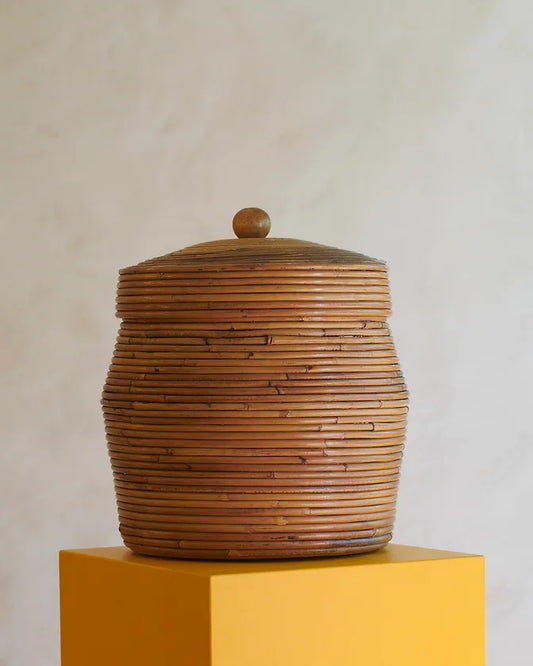 HAND COILED ROTIN BASKET