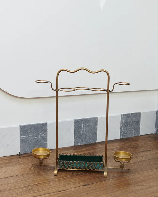 BRASS & LEATHER UMBRELLA STAND
