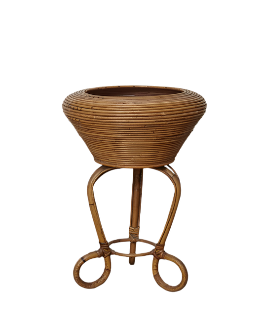 CANE FLOOR BASKET w. STAND