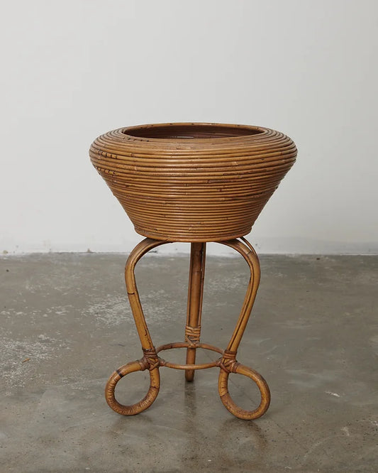 CANE FLOOR BASKET w. STAND