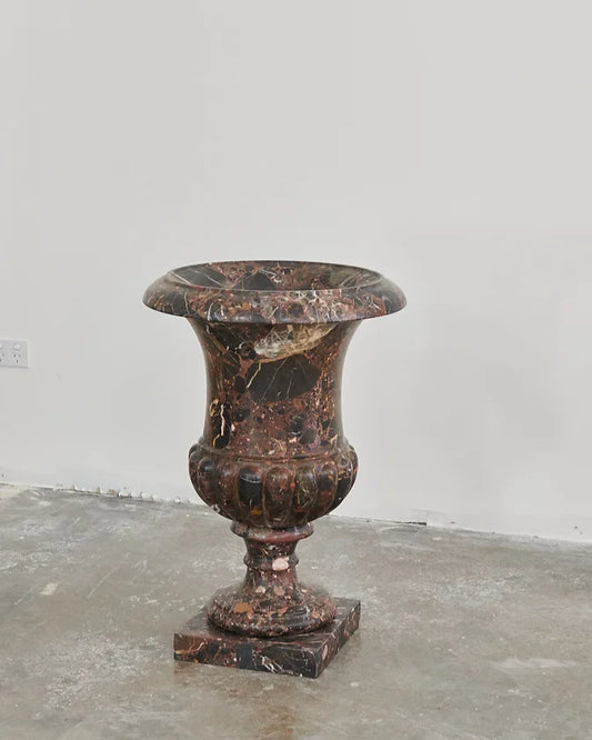 NEO CLASSICAL MARBLE URN w. FLUTED STEM