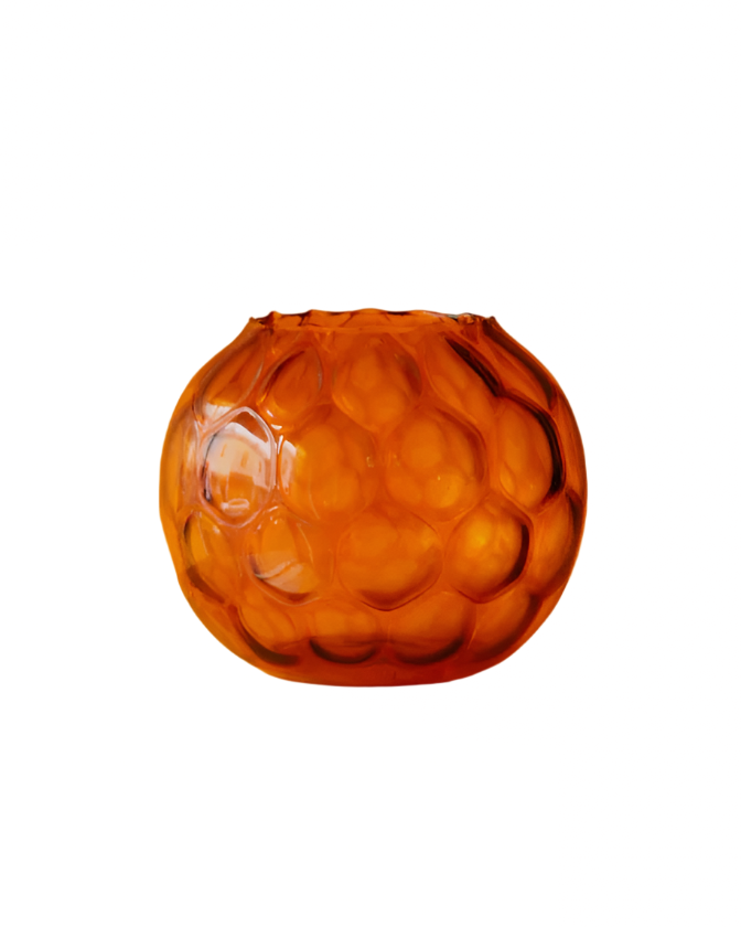 AMBER BUBBLE GLASS BOWL VASE