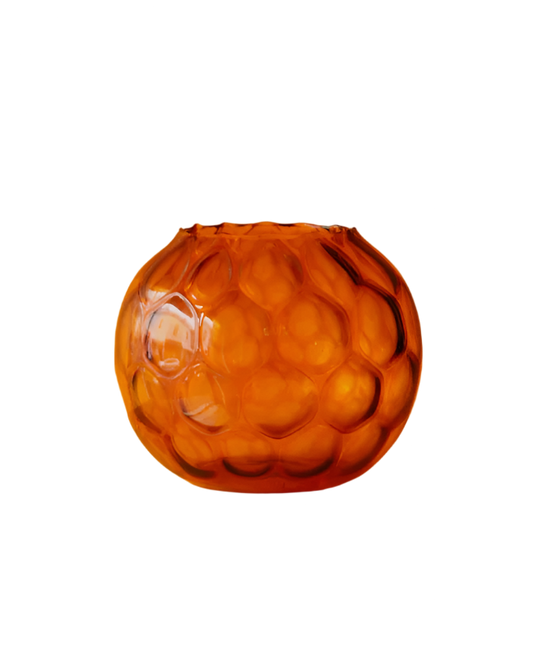 AMBER BUBBLE GLASS BOWL VASE