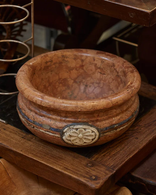 MARBLE BOWL w. FLORAL STRIPE