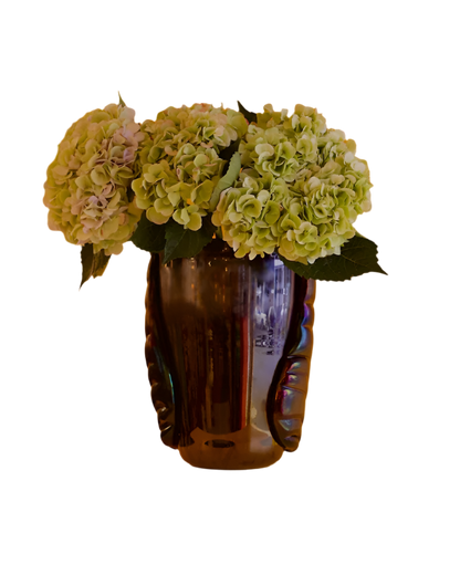 DARK IRIDESCENT MURANO VASE w. LEAF DETAIL