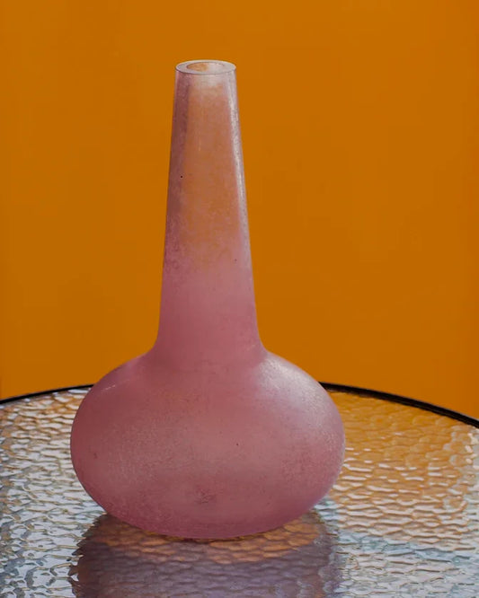FROSTED PINK TAPERED VASE