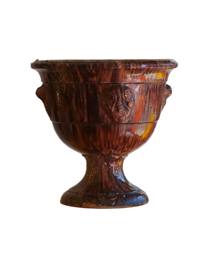 TERRA COTTA URN w. BROWN GLAZE
