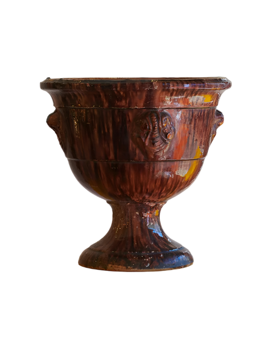 TERRA COTTA URN w. BROWN GLAZE