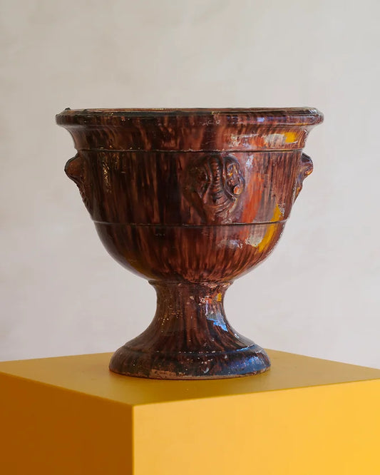 TERRA COTTA URN w. BROWN GLAZE