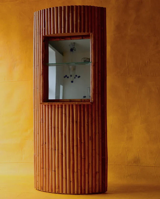 BAMBOO WALL MOUNTED MIRROR CONSOLE