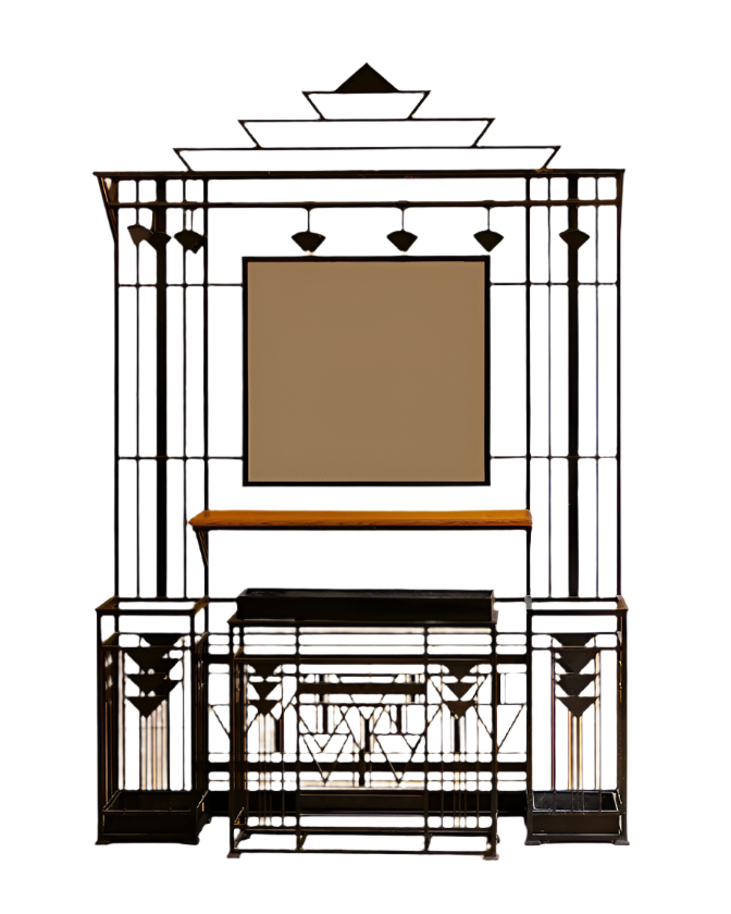 WIDE ART DECO WROUGHT IRON HALL STAND