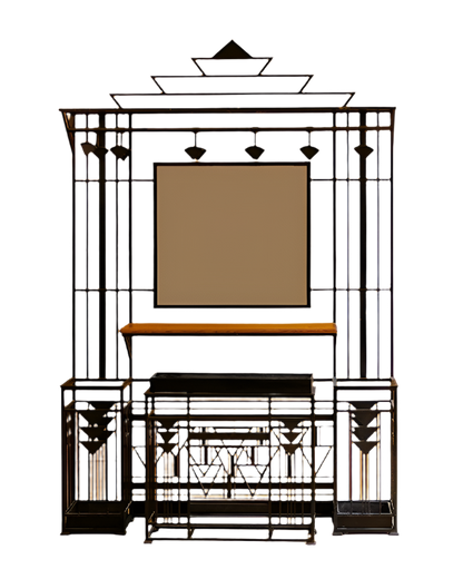 WIDE ART DECO WROUGHT IRON HALL STAND